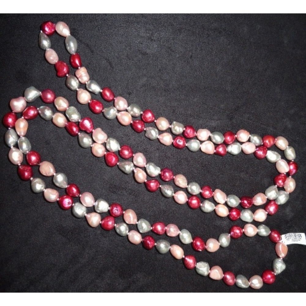 Pearl Necklace 64" Sorbet Dyed Cultured Freshwater Baroque Whimsigoth NWT